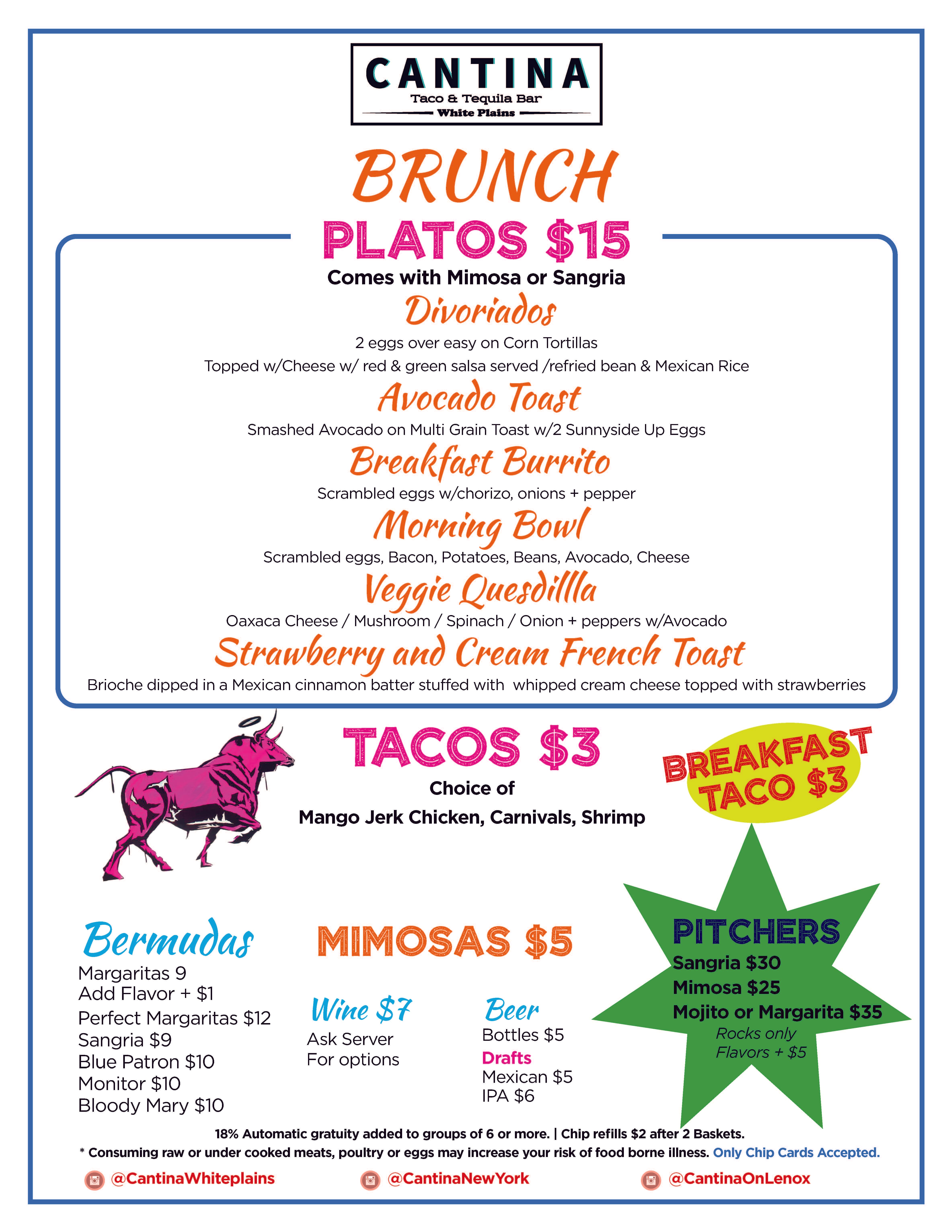 Menu Cantina White Plains