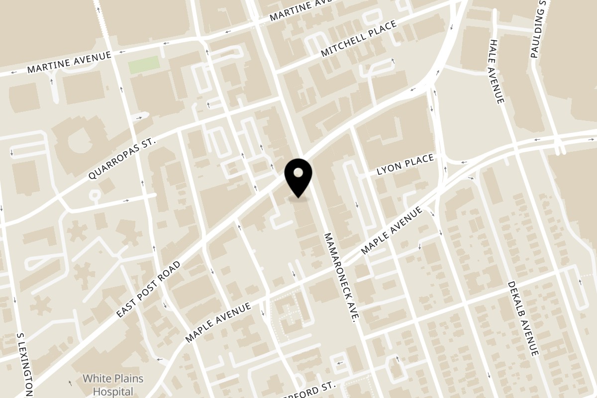 Map showing the location of Cantina Taco & Tequila Bar on 166A Mamaroneck Ave in White Plains