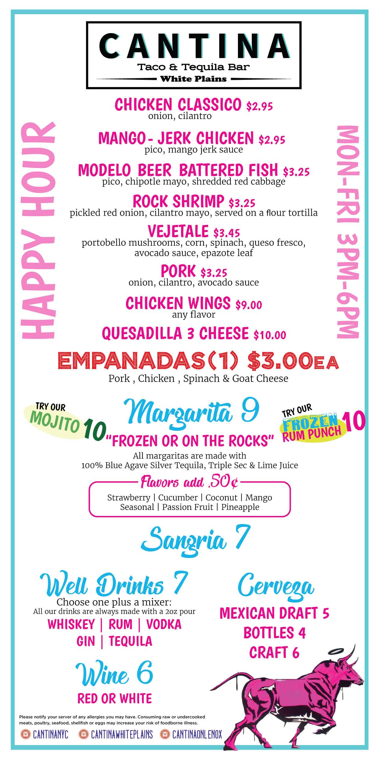 Menu Cantina White Plains